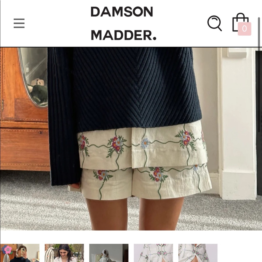 Damson Madder - tablecloth embroidered shorts